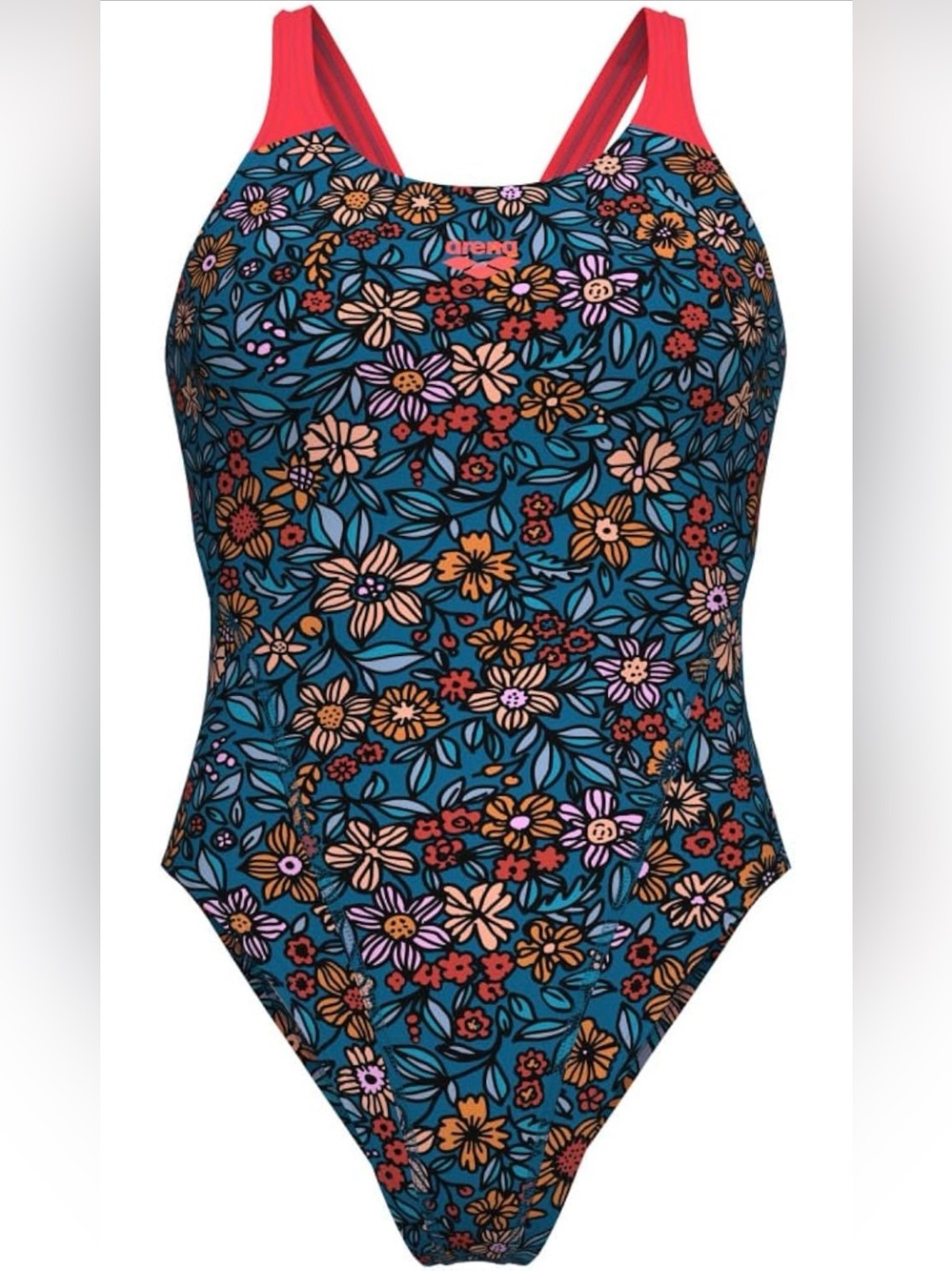 Junior Size - Blue Floral One-Piece Training Swimsuit